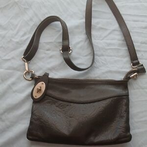 Chic Black Embossed Crossbody Bag